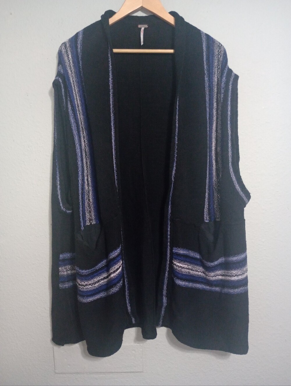 Free People Linen Blend Baja Sweater Vest Coastal Southwestern Boho